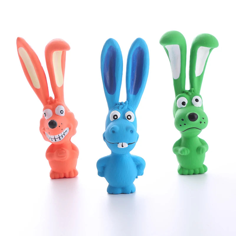 Squeaky Latex Rabbit Dog Chew Toy, Soft Rubber Puppy Toy