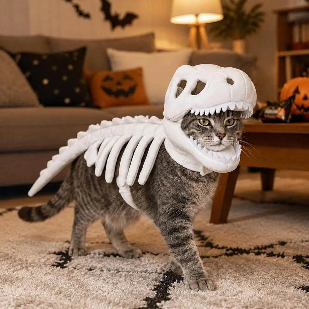 Funny Dinosaur Skeleton Pet Costume for Dogs and Cats Halloween