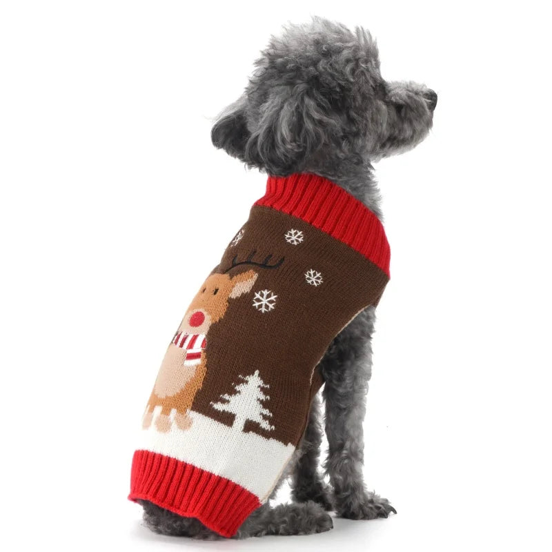 Soft Warm Christmas Turtleneck Dog Sweater for Small Dogs