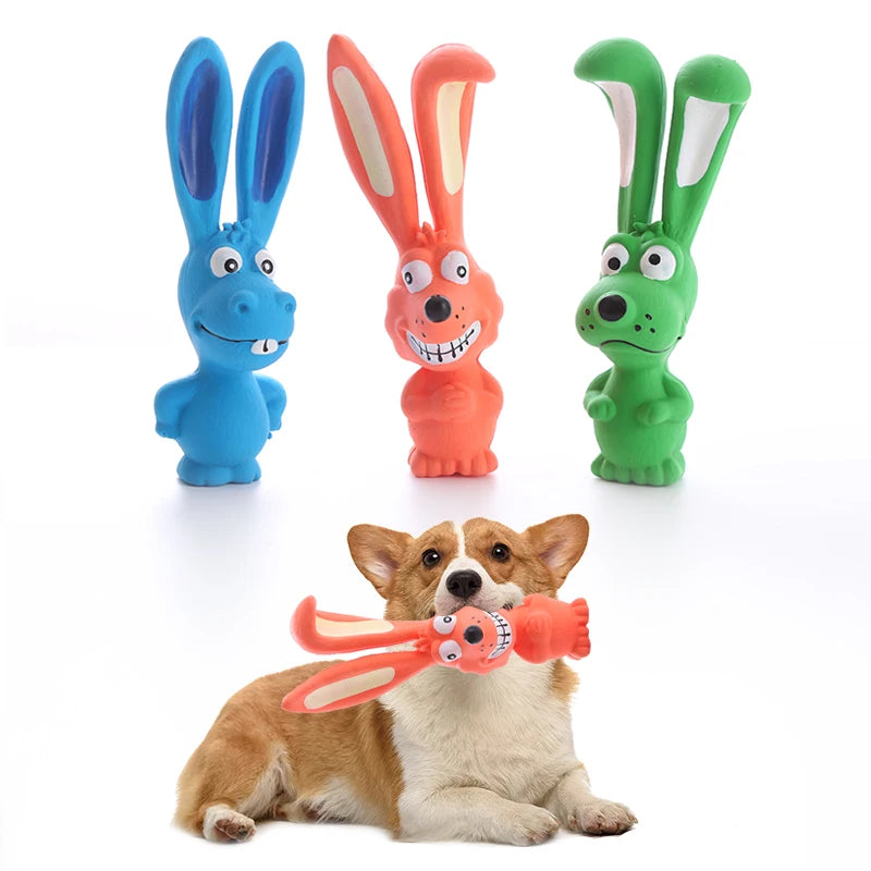 Squeaky Latex Rabbit Dog Chew Toy, Soft Rubber Puppy Toy