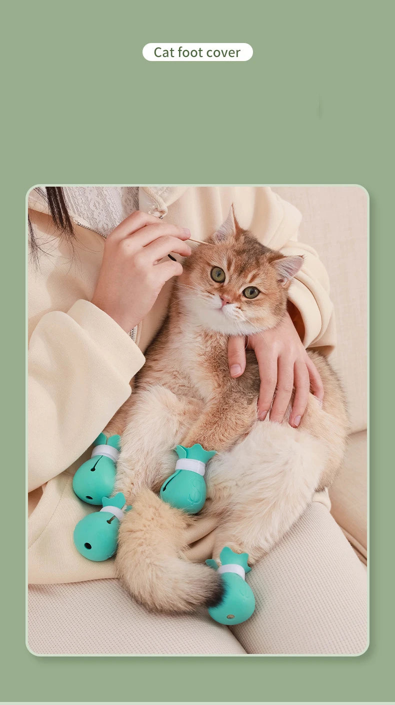 Silicone Anti-Scratch Cat Paw Covers for Bathing and Grooming