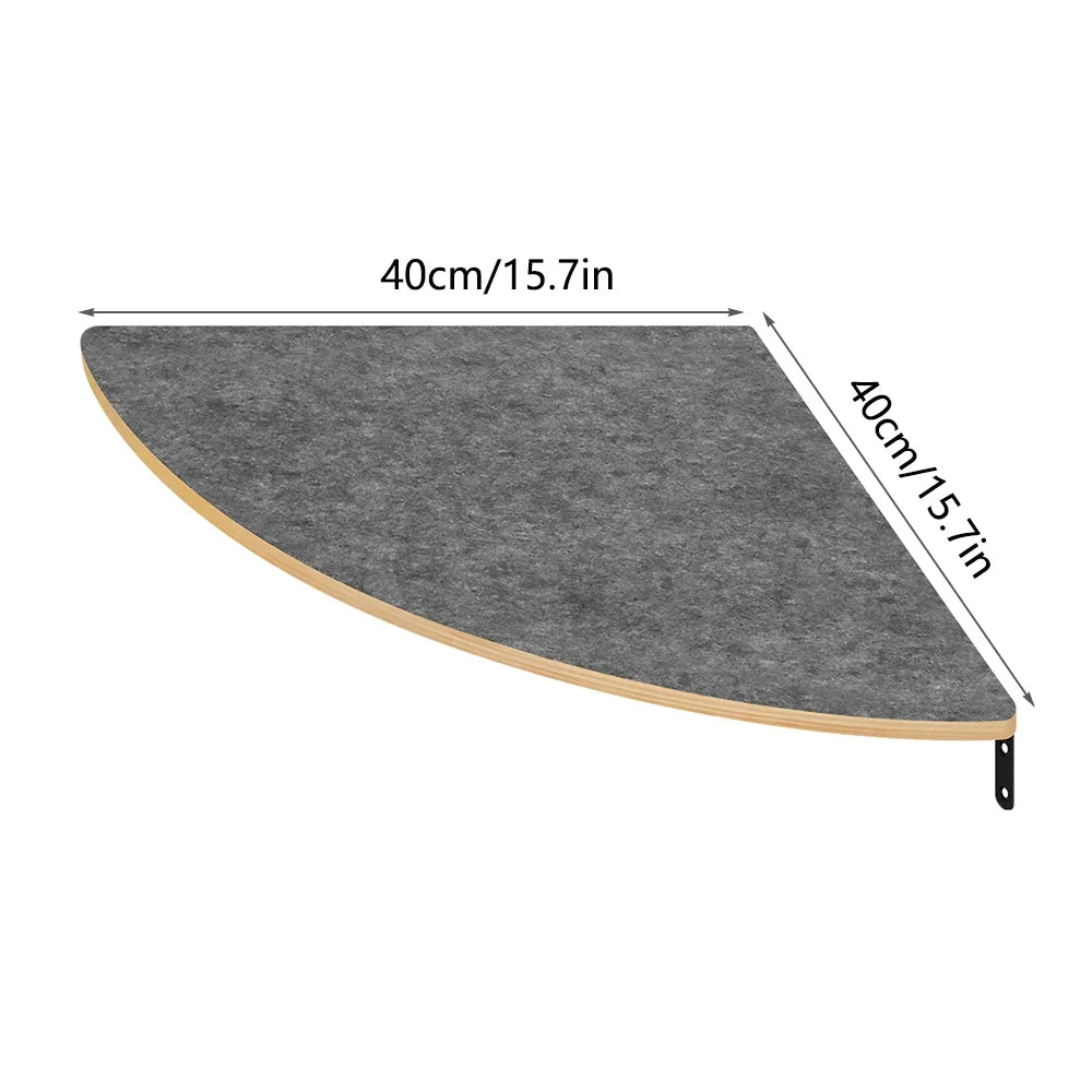 Wall-Mounted Curved Cat Shelf Steps with Cozy Perch Bed
