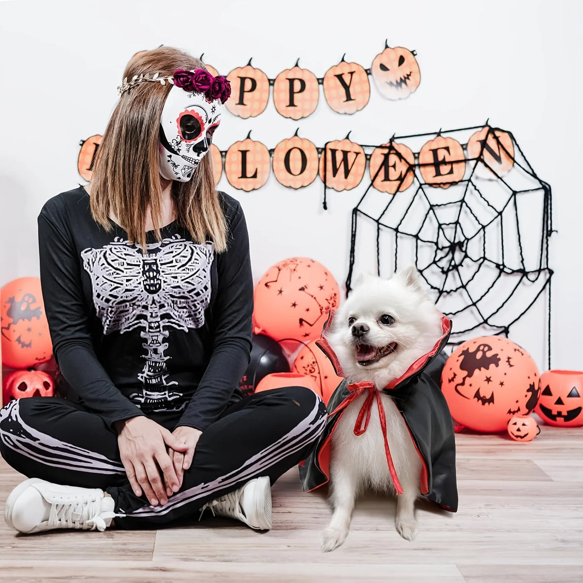 Halloween Vampire Devil Cape Costume for Dogs & Cats Cosplay Outfit