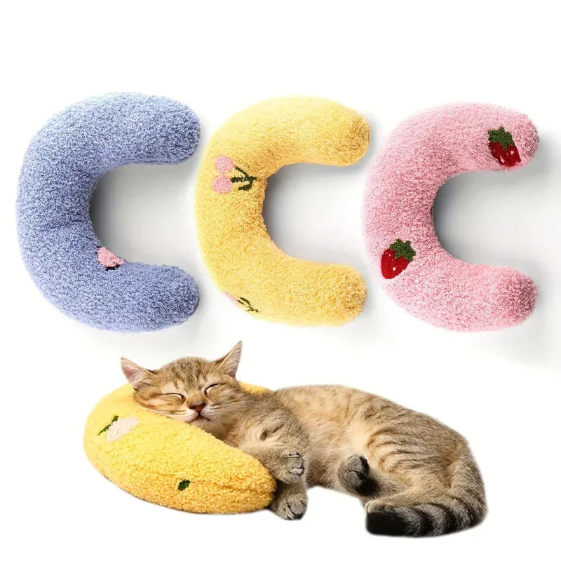 Calming Half-Donut Cuddler Pillow for Cats, Ultra Soft Plush
