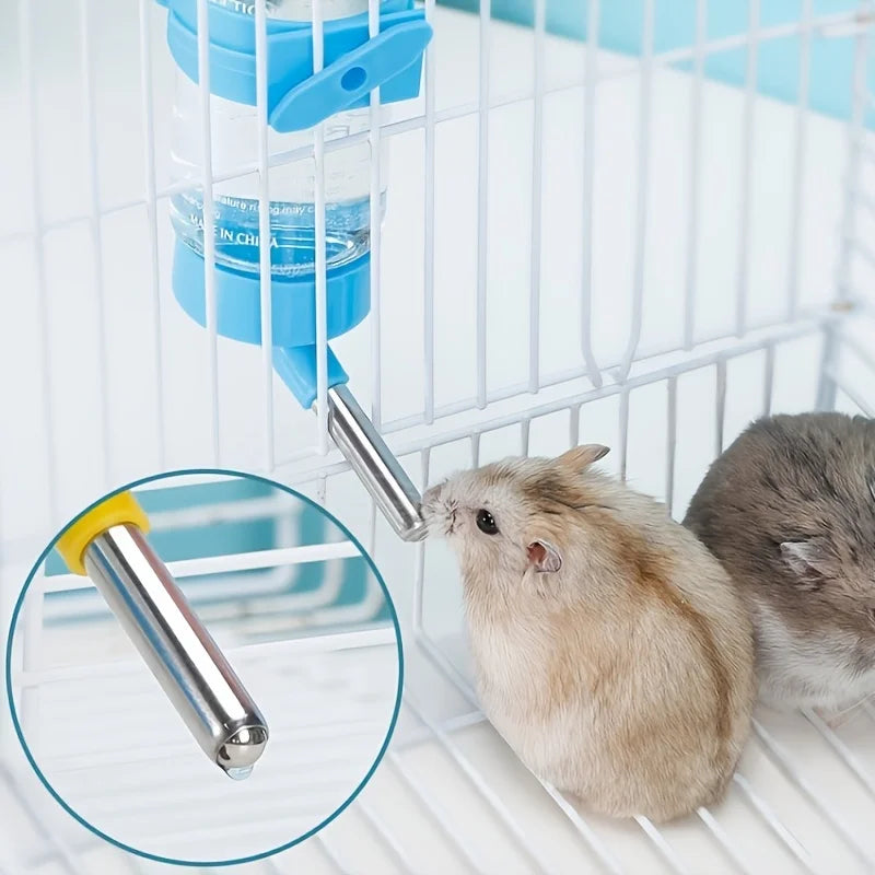 250ml Small Animal Hanging Water Bottle, No-Drip Rodent Drinker for Hamsters and Rabbits