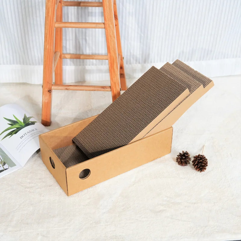 4-Pack Cardboard Cat Scratching Boxes for Indoor Cats and Kittens