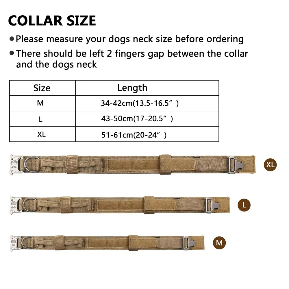 Heavy-Duty Tactical Dog Collar with Control Handle for Large Dogs
