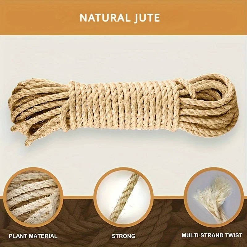 Natural Jute Rope Cat Scratcher for Furniture Protection 10M
