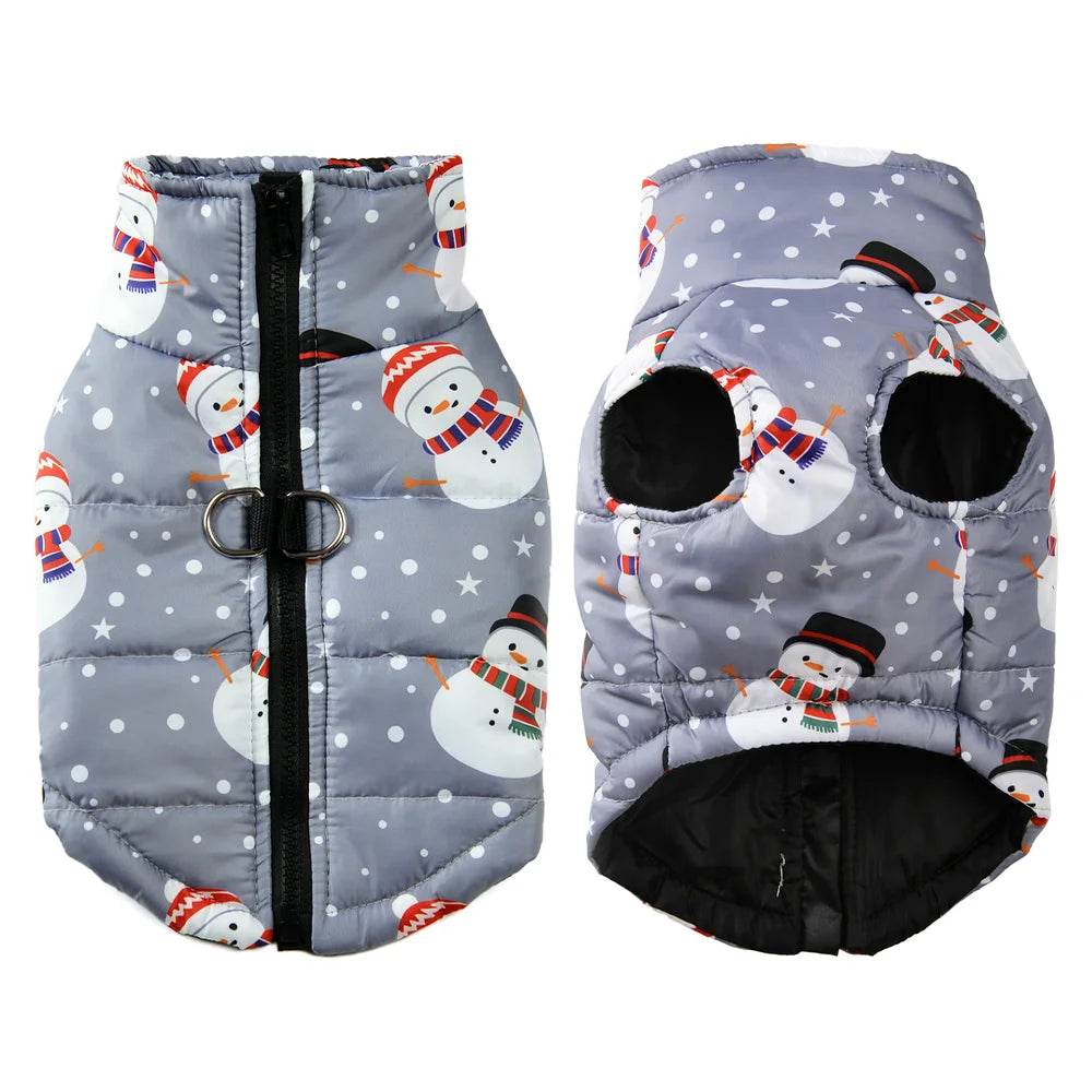 Christmas Snowman Print Dog Jacket for Small & Medium Dogs