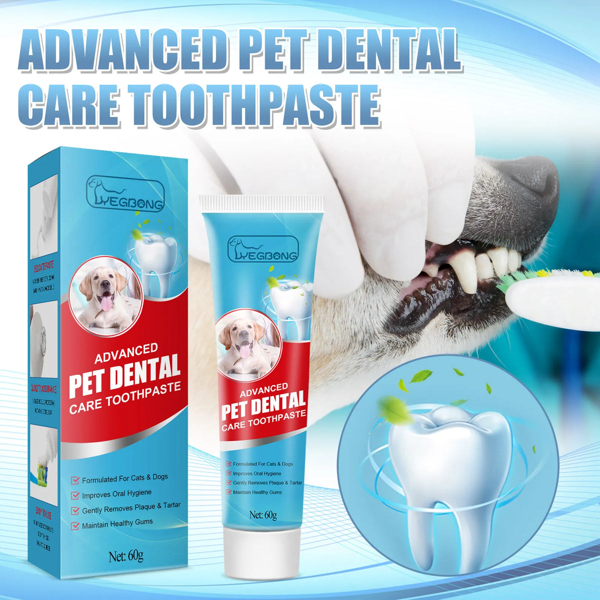 Edible Pet Toothpaste for Dogs and Cats, Tartar Control Fresh Breath