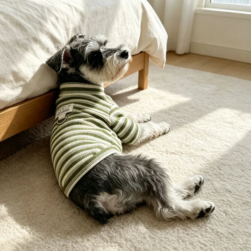 Striped Fleece Dog Vest, Soft Warm Fall Shirt for Small Dogs & Cats