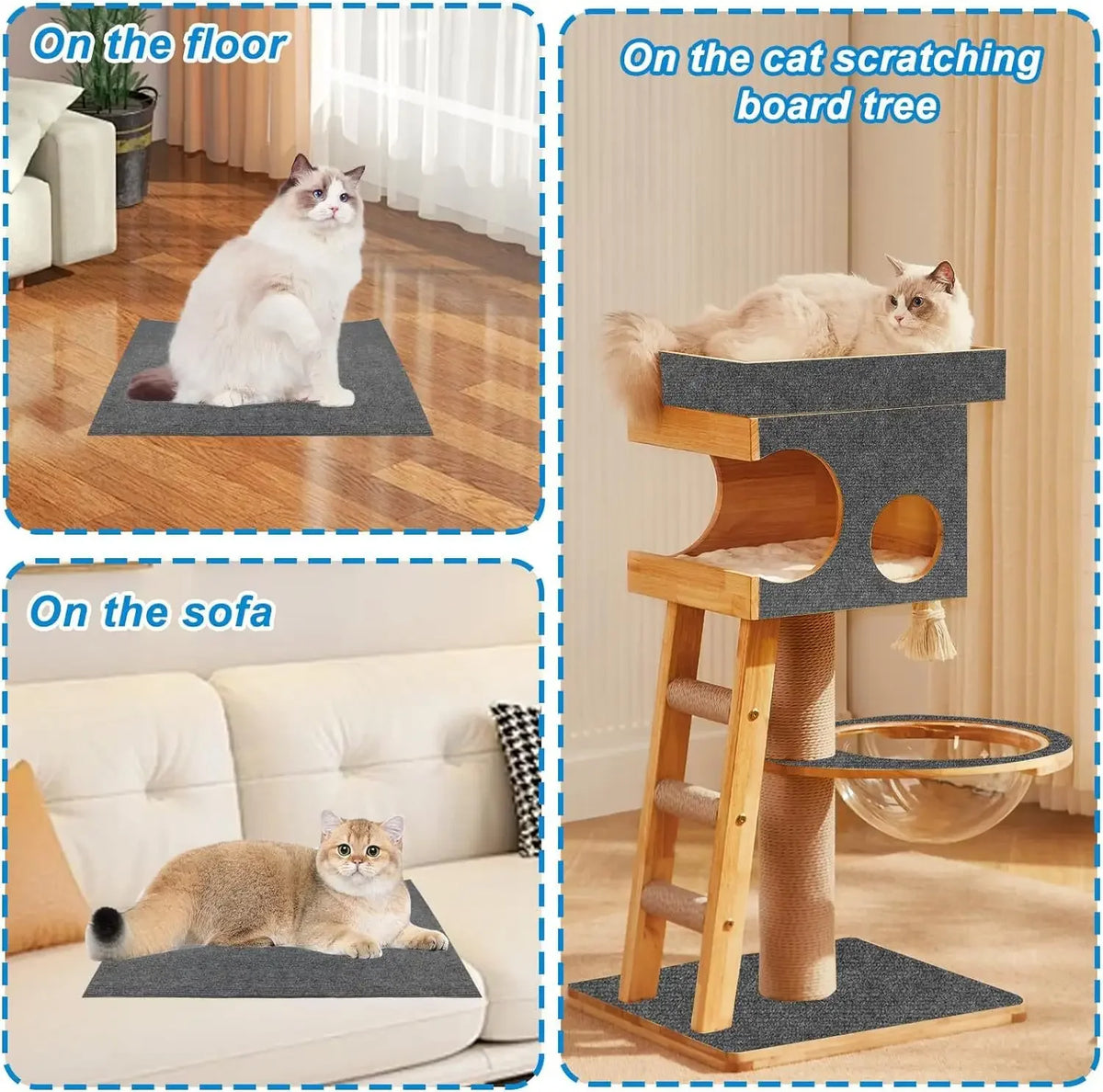 Self-Adhesive Cat Scratching Mat Trimmable Carpet Furniture Protector