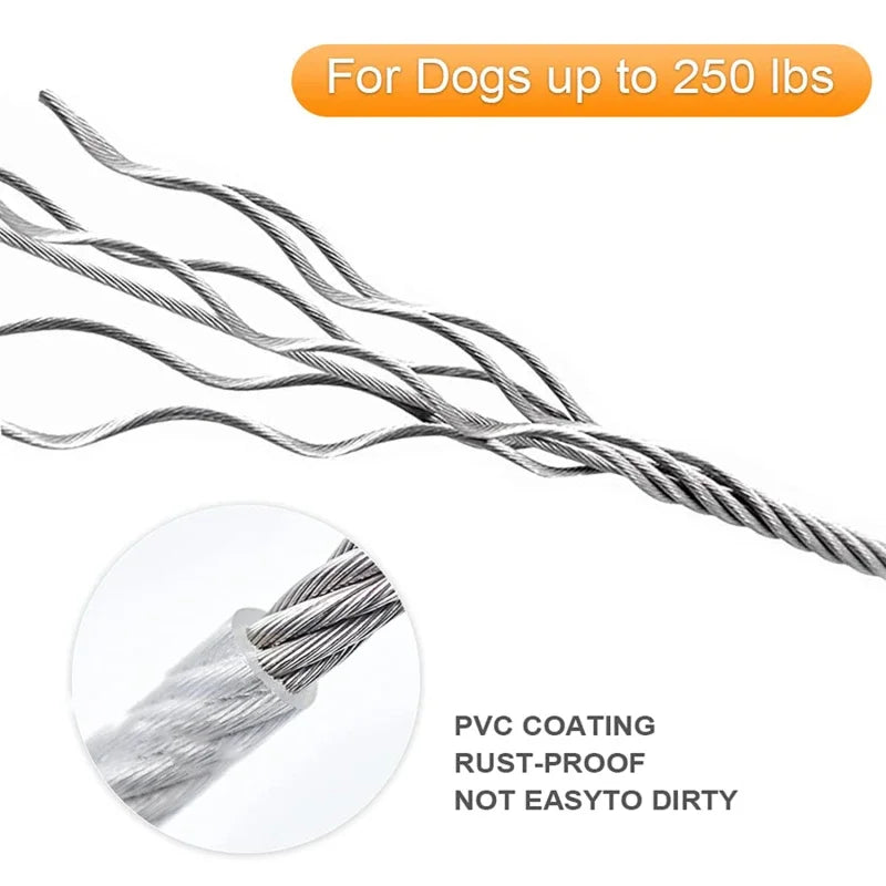 Double-Headed Dog Tie Out Cable, Rust-Proof Steel Wire Leash