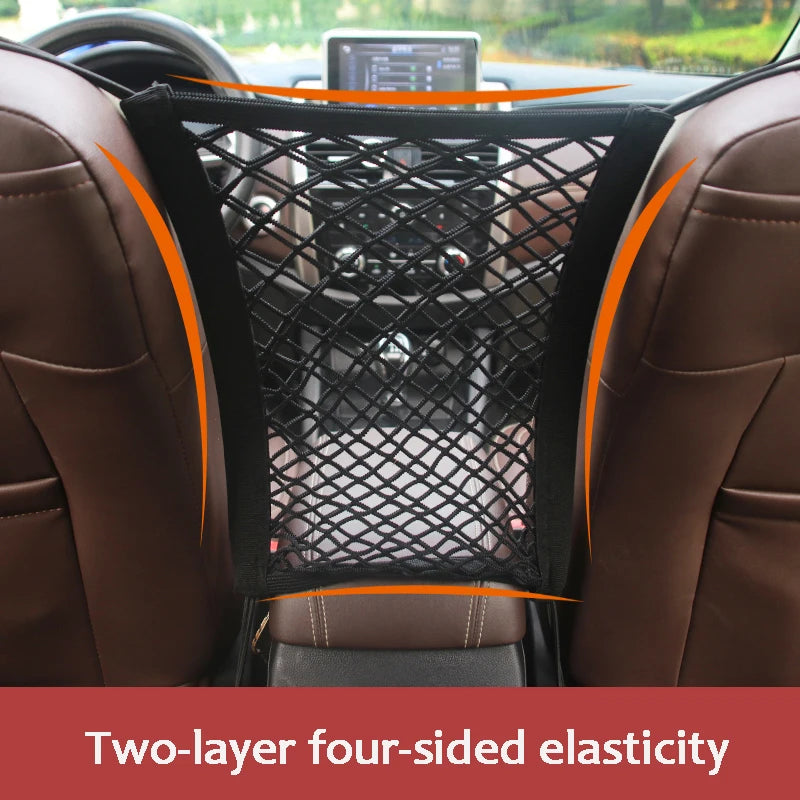 Stretchy Car Seat Pet Barrier Net with Storage Pocket for Dogs