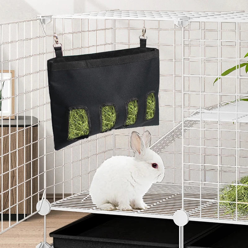 Hanging Rabbit Hay Bag Feeder for Bunnies, Guinea Pigs & Chinchillas