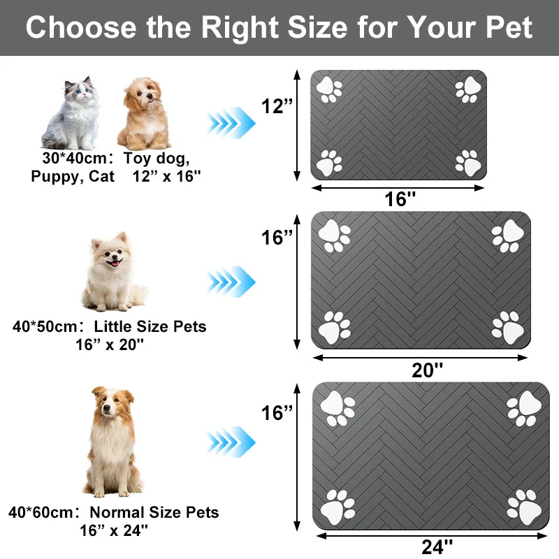 Absorbent Pet Feeding Mat with Waterproof Rubber Back