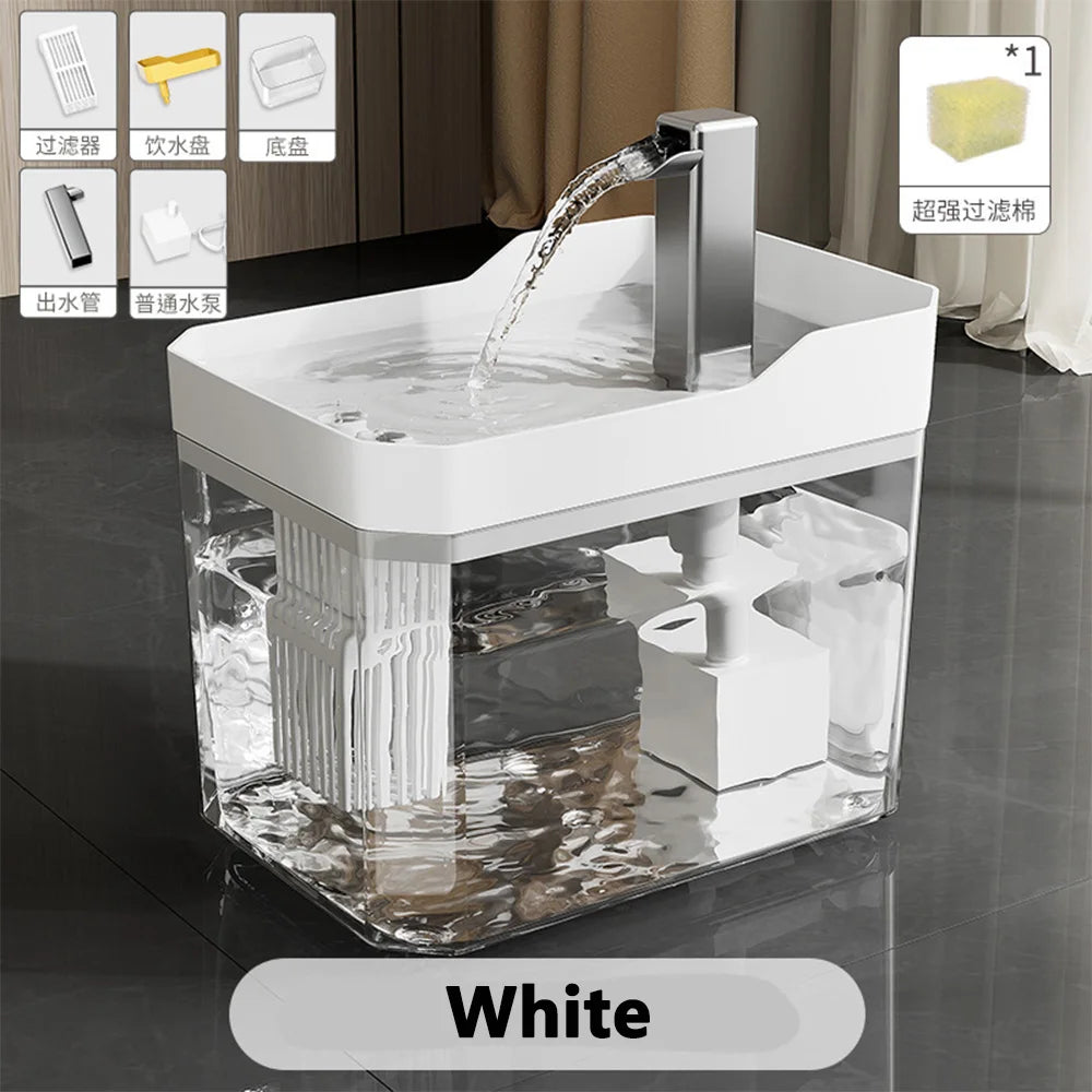 1.5L USB Cat Water Fountain with Circulating Filter Quiet Pet Drinker