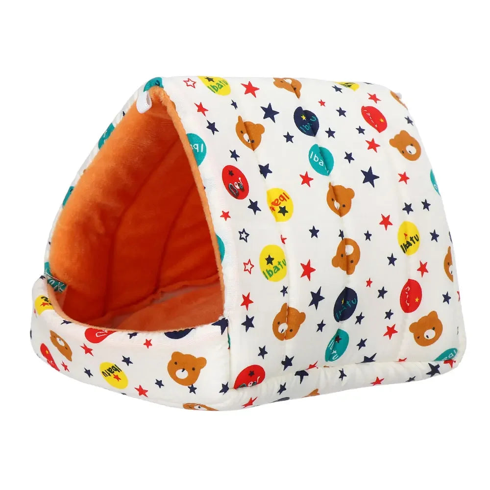 Cute Cartoon Guinea Pig Bed Nest, Warm Plush Small Animal House
