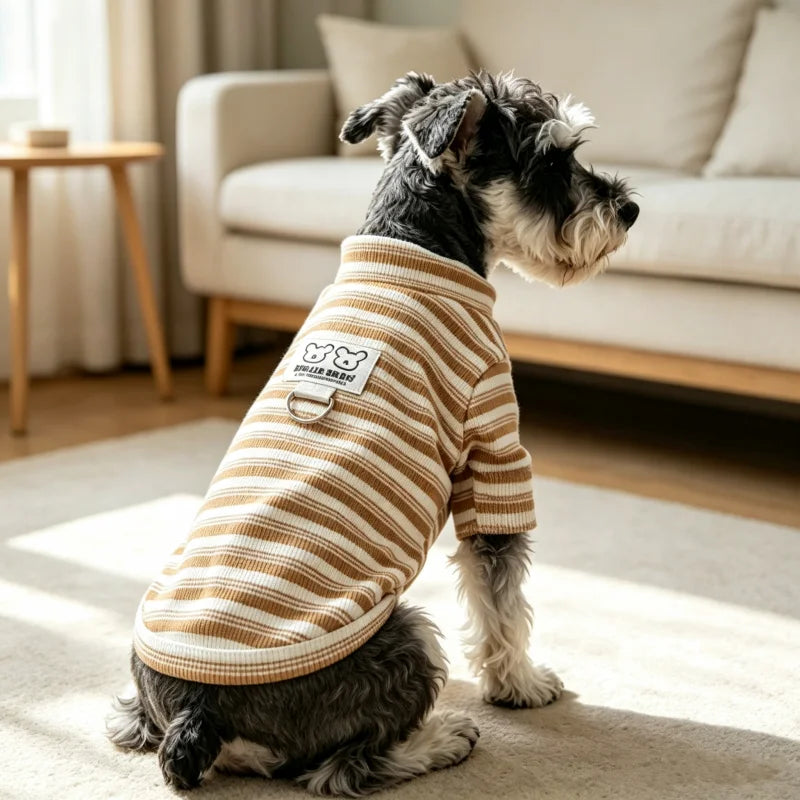 Striped Fleece Dog Vest, Soft Warm Fall Shirt for Small Dogs & Cats