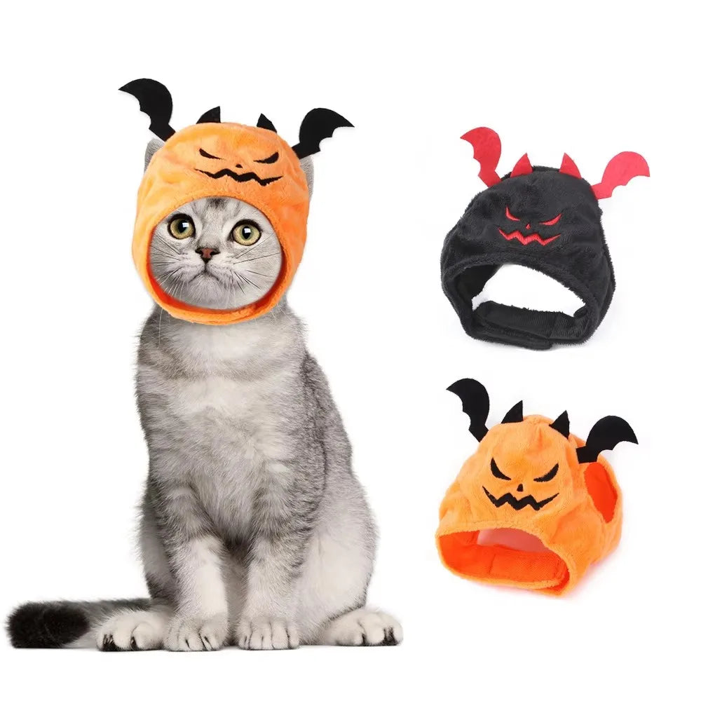 Halloween Pumpkin Bat Headgear Costume Hat for Dogs & Cats