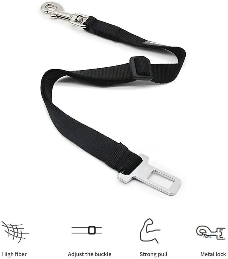 Adjustable Pet Car Seat Belt – Dog & Cat Safety Harness Lead Clip