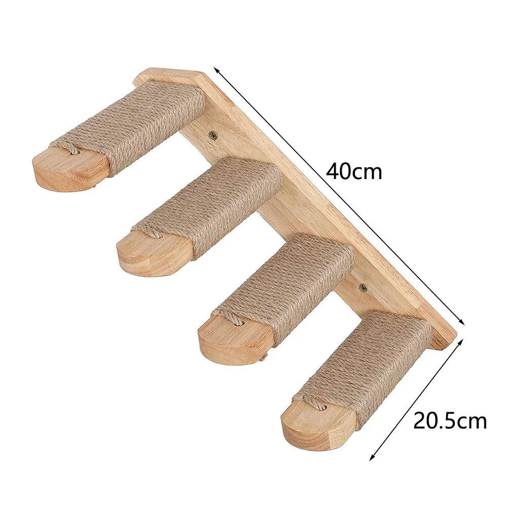 Wall-Mounted Cat Climbing Shelf Set with Scratching Post & Hammock