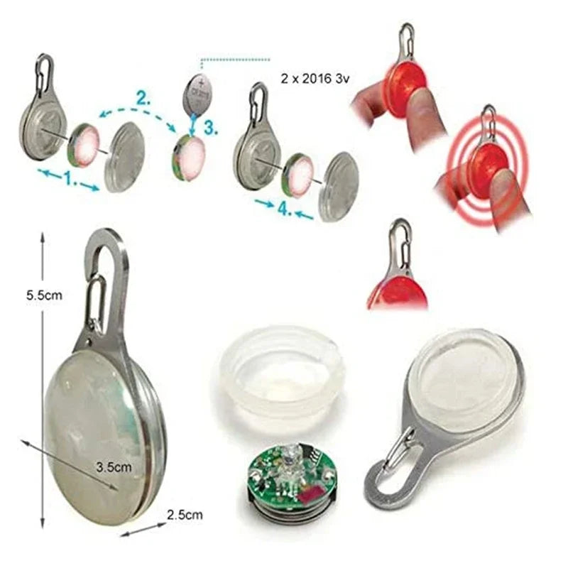 LED Glowing Pet Collar Pendant, Night Safety Light for Dogs & Cats