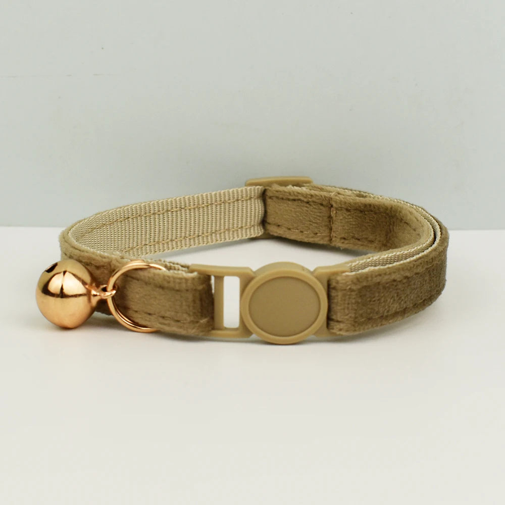 Adjustable Velvet Cat Collar with Bowknot, Safe Breakaway Style