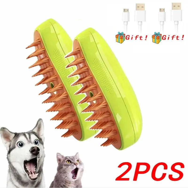 3-in-1 Electric Steam Grooming Brush for Dogs & Cats, Detangling