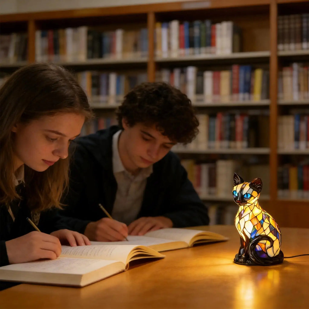 Vintage 3D Resin Cat Lamp, LED Nightlight Decor for Cat Lovers