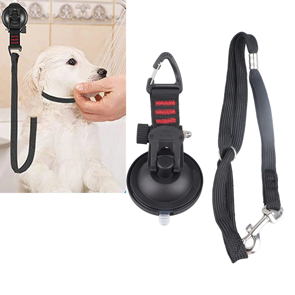 Dog Bathing Tether with Suction Cup, Adjustable Tub Grooming Restraint