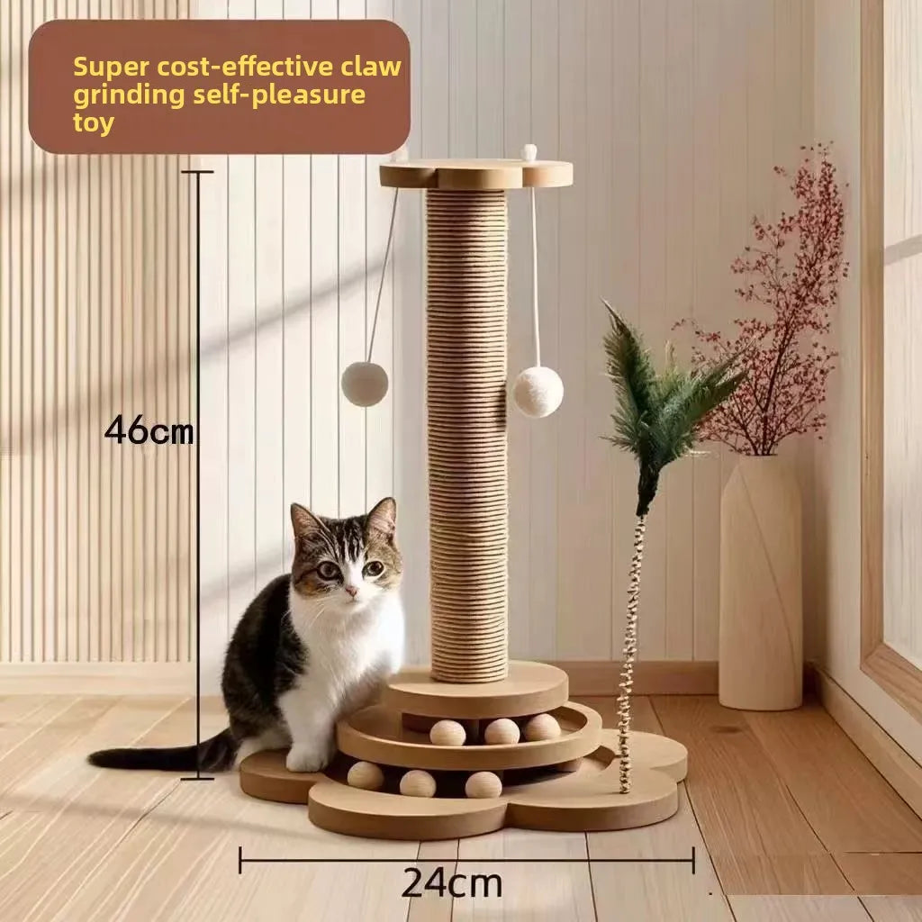Sisal Cat Scratching Post with Climbing Frame & Play Toy