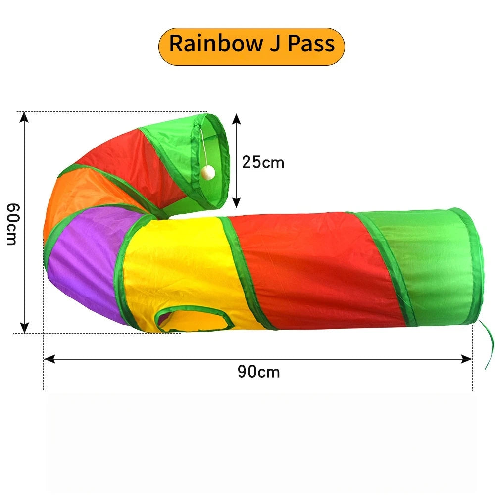 Foldable Cat Play Tunnel, Crinkle Peek-a-Boo Tube Toy