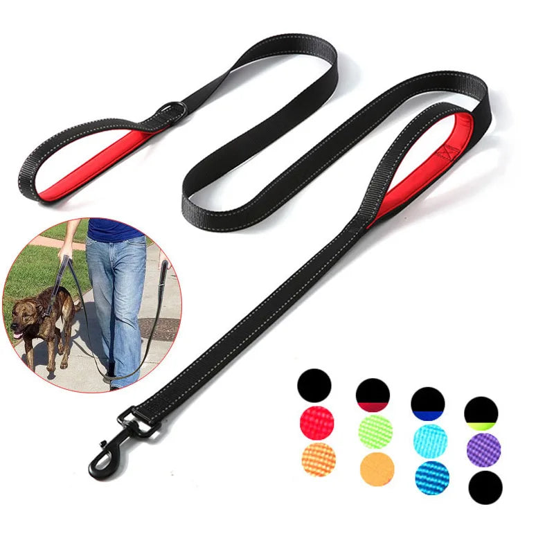 Heavy Duty Double Handle Dog Leash for Training and Traffic Control