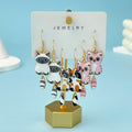 Hanging Tail Cat Dangle Earrings, 3-Pair Enamel Gift Set for Cat Lovers