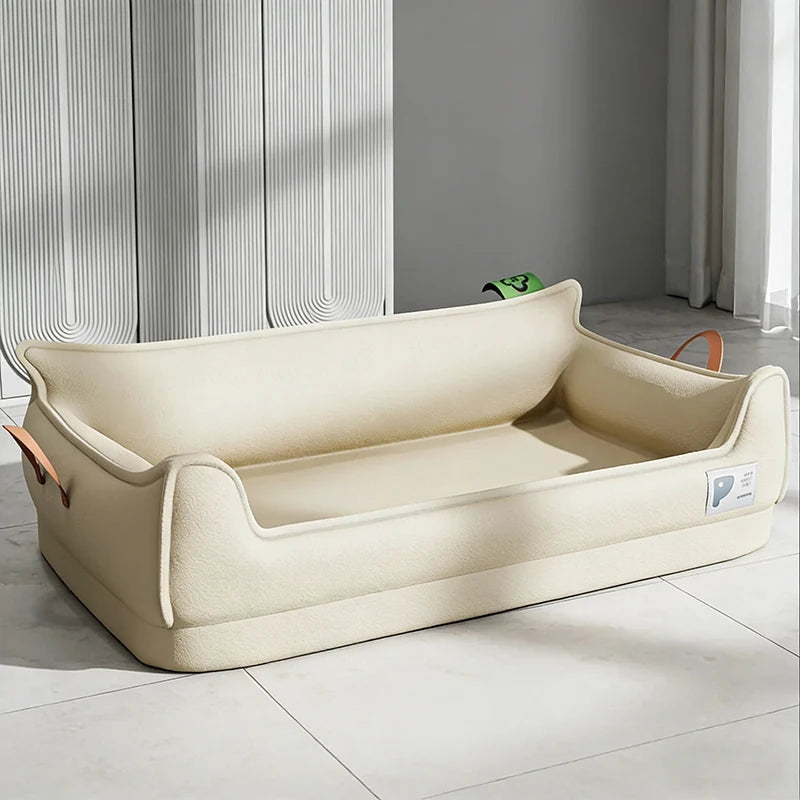 Orthopedic Faux Leather Dog Sofa Bed, Waterproof Washable Pet Couch