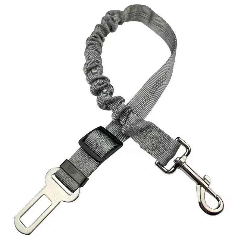 Adjustable Dog Car Seat Belt with Reflective Strip & Bungee