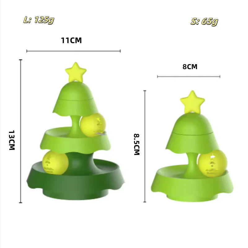 Christmas Tree Cat Toy with Light-Up Ball & Bell