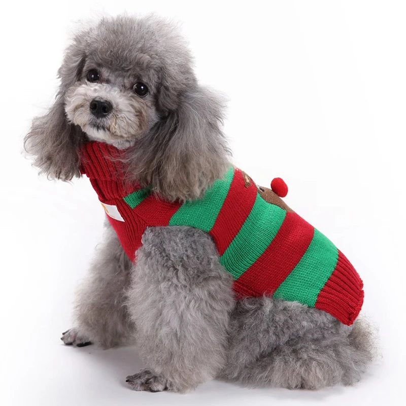 Soft Warm Christmas Turtleneck Dog Sweater for Small Dogs