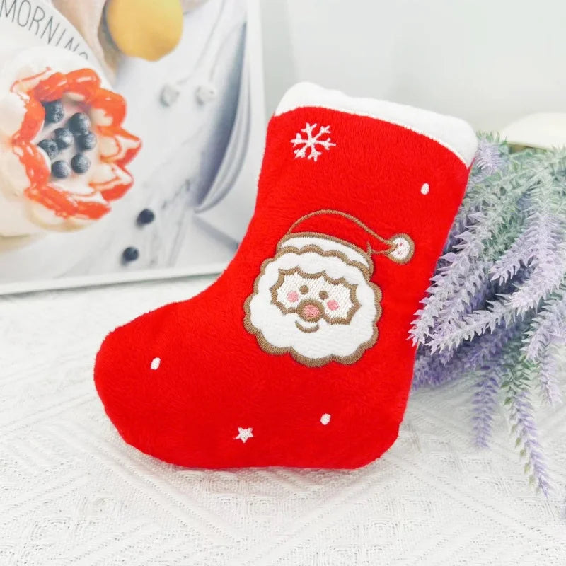 Christmas Squeaky Plush Stocking Dog Toy