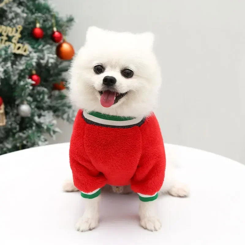 Christmas Elk & Santa Dog Hoodie, Warm Winter Pet Coat