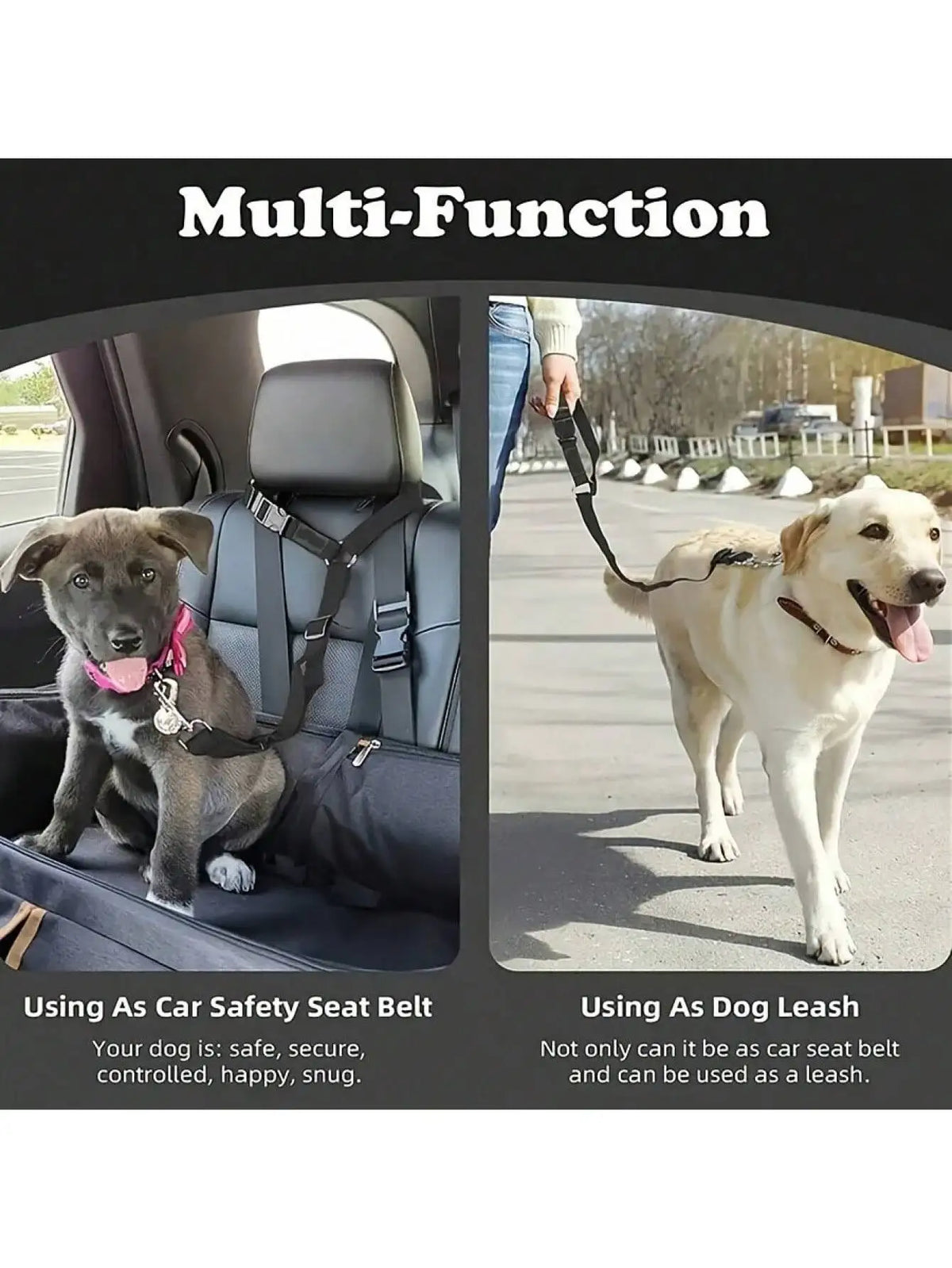 Adjustable Dog Car Seat Belt Tether for Safe Vehicle Travel
