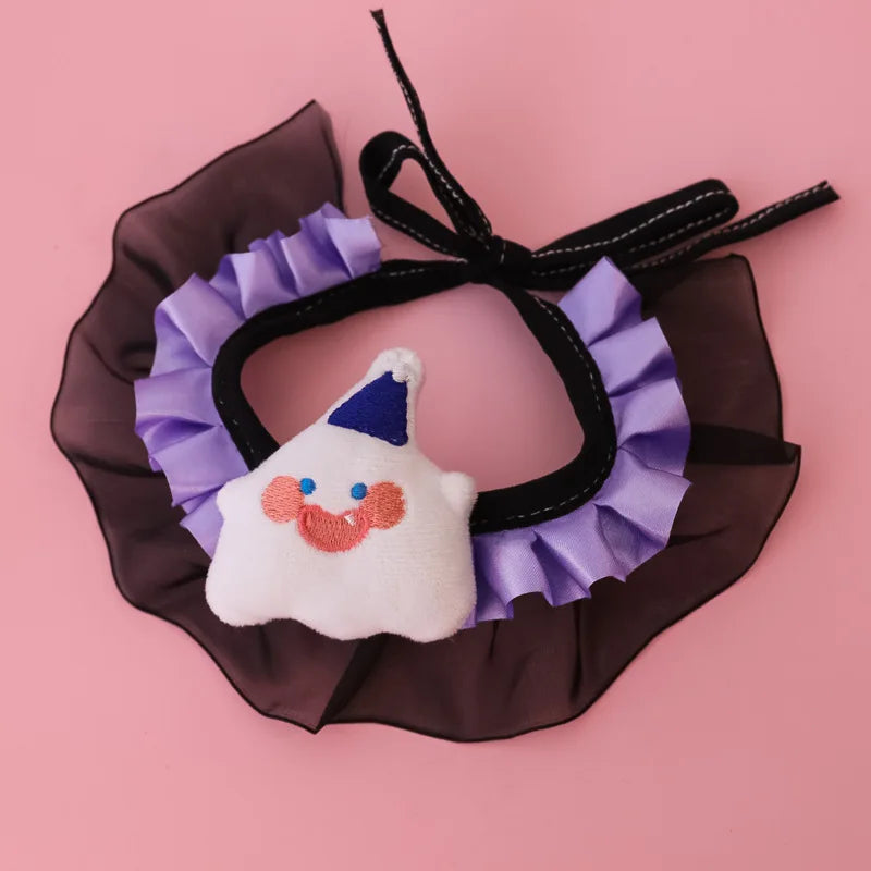 Halloween Lace Pumpkin Bat Wings Collar Bib for Cats & Dogs