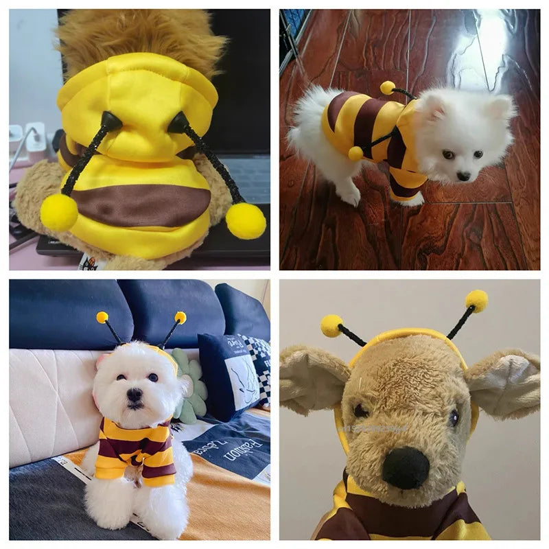 Bee Costume Hoodie for Dogs & Cats, Warm Pet Outfit