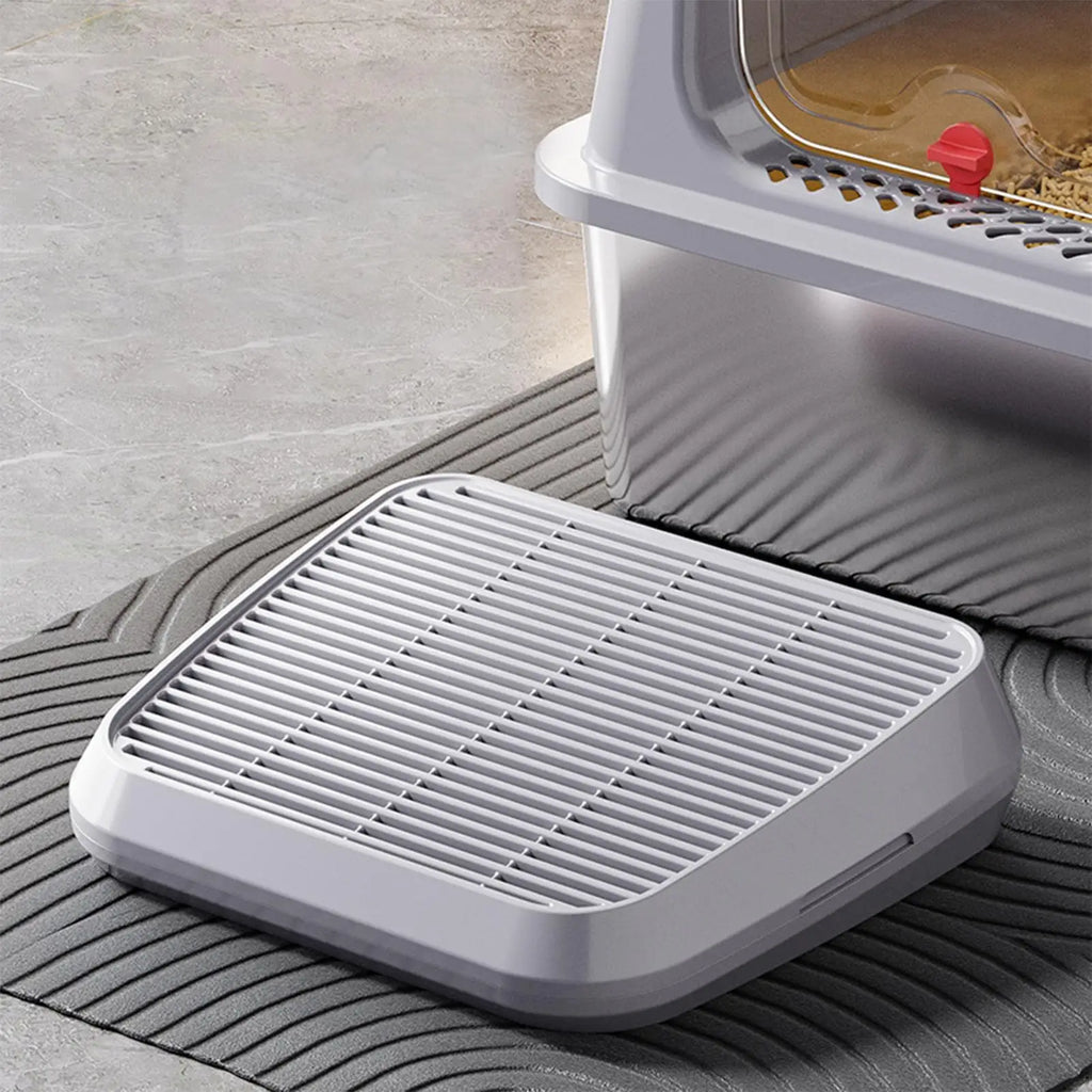 Cat Litter Catcher Mat with Ramp, Double Layer Non-Slip Tray