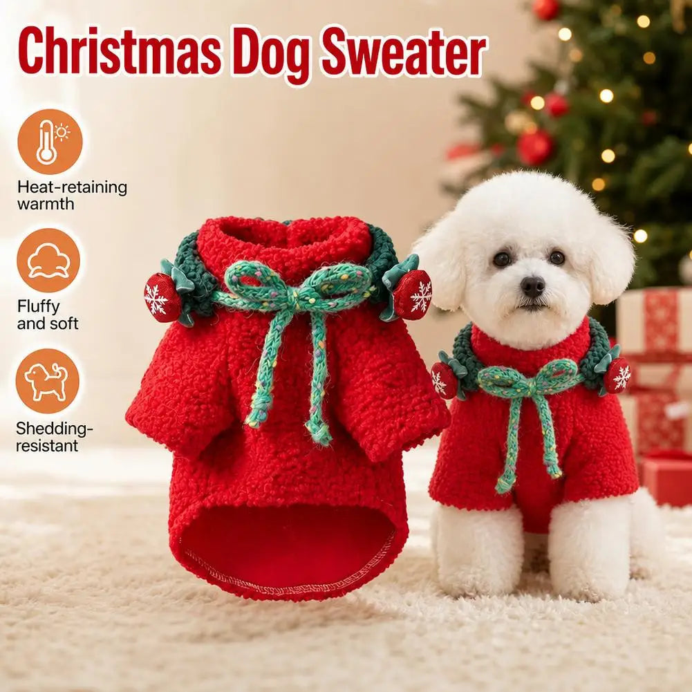 Christmas Red & Green Dog Sweater, Xmas Holiday Pet Clothes