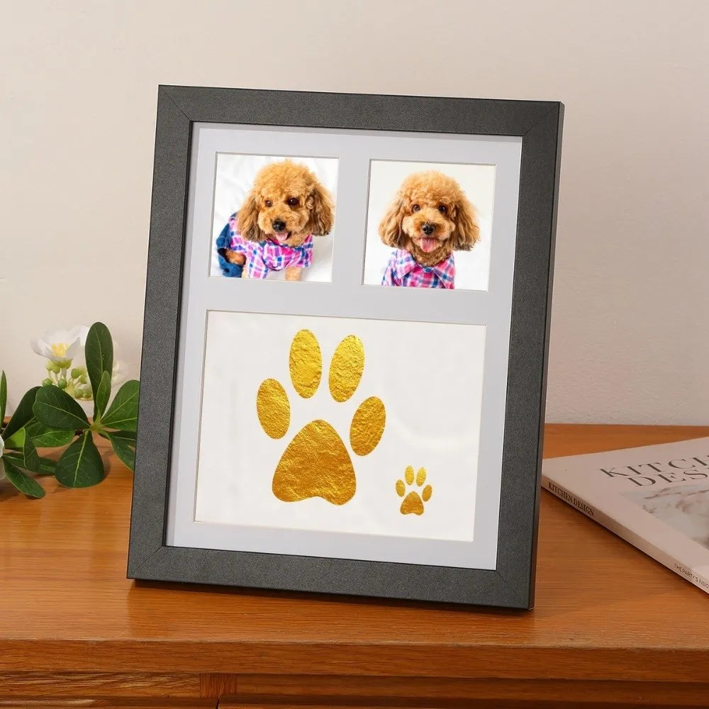 DIY Pet Paw Print Clay Keepsake Kit with Wooden Photo Frame