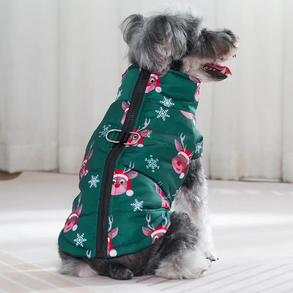 Christmas Snowman Print Dog Jacket for Small & Medium Dogs
