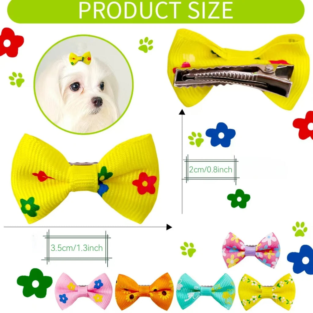 Polka Dot Pet Hair Bow Clips, 10/20 Pack for Small Dogs and Cats