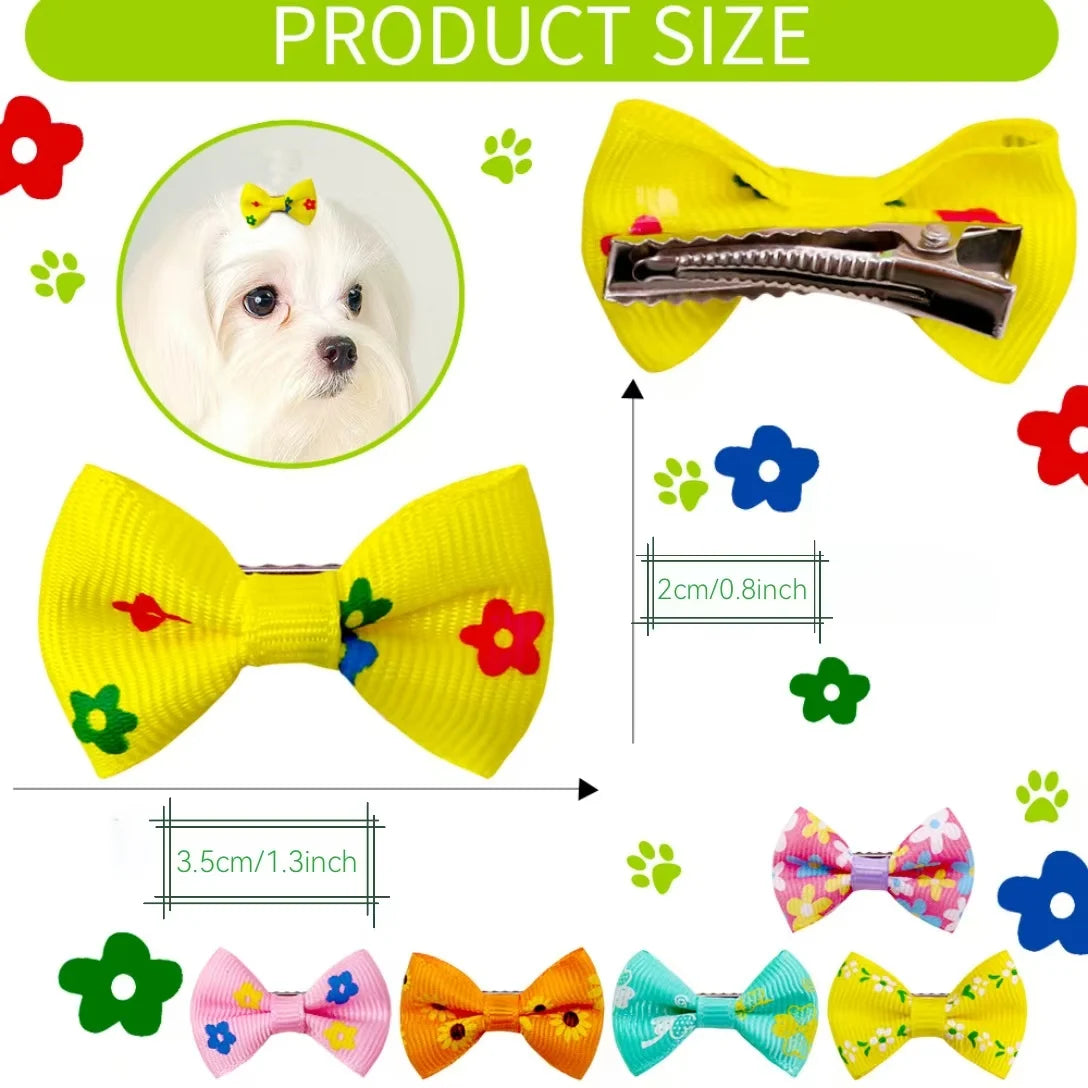 Polka Dot Pet Hair Bow Clips, 10/20 Pack for Small Dogs and Cats